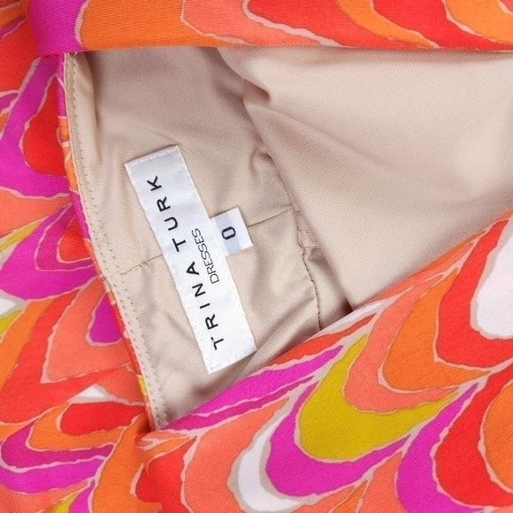 Trina Turk Orange Pink Sleeveless Gorgeous Back Dress Sz 0 - Picture 11 of 13
